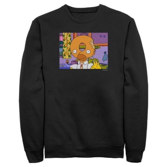 Men's The Simpsons Homer Donut Head  Sweatshirt Black Medium