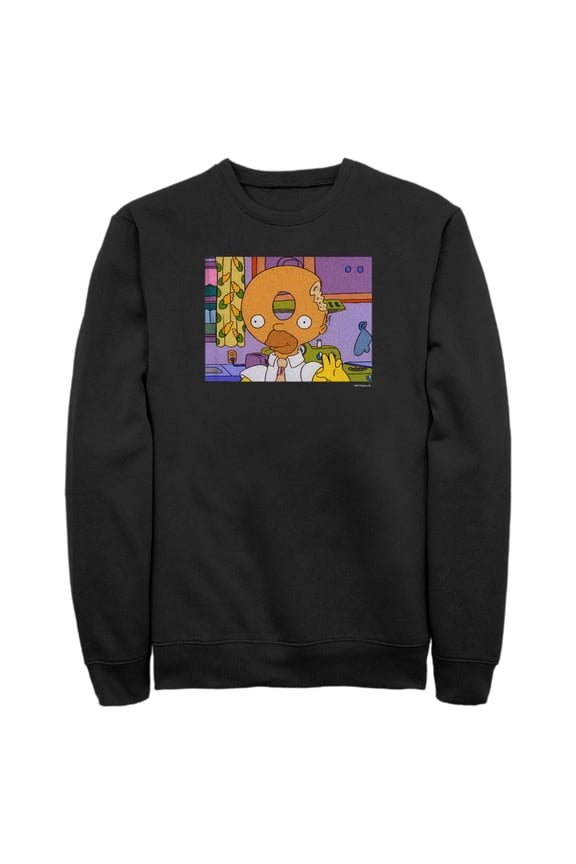 Men's The Simpsons Homer Donut Head Sweatshirt Black Medium