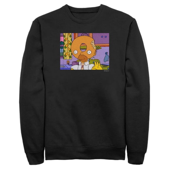 Men's The Simpsons Homer Donut Head Sweatshirt Black Small