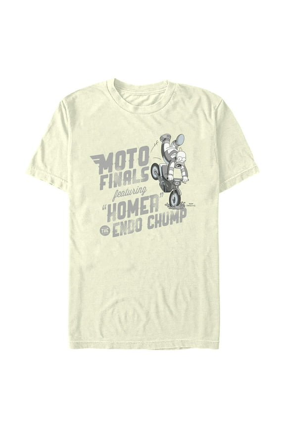 Men's The Simpsons Homer Moto Finals Graphic Tee Beige Medium