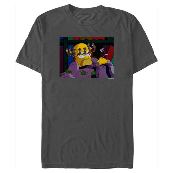 Men's The Simpsons Homer Seeing Stars Graphic Tee Charcoal 3X Large
