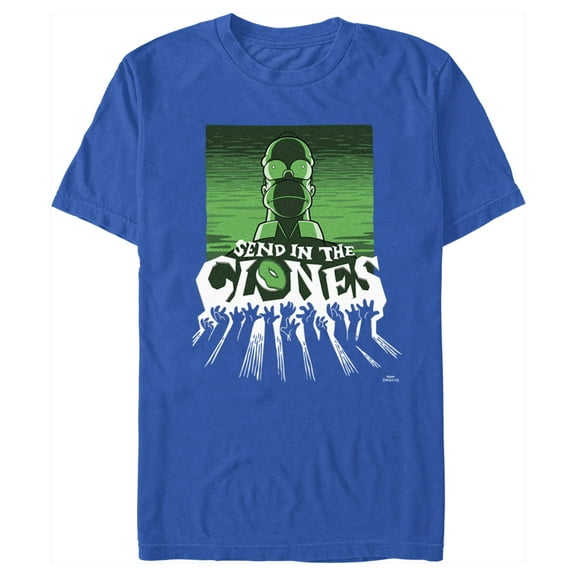 Men's The Simpsons Homer Send in the Clones  Graphic Tee Royal Blue X Large