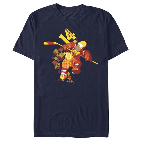 Men's The Simpsons Homer Springfield Hockey Gear Graphic Tee Navy Blue Medium
