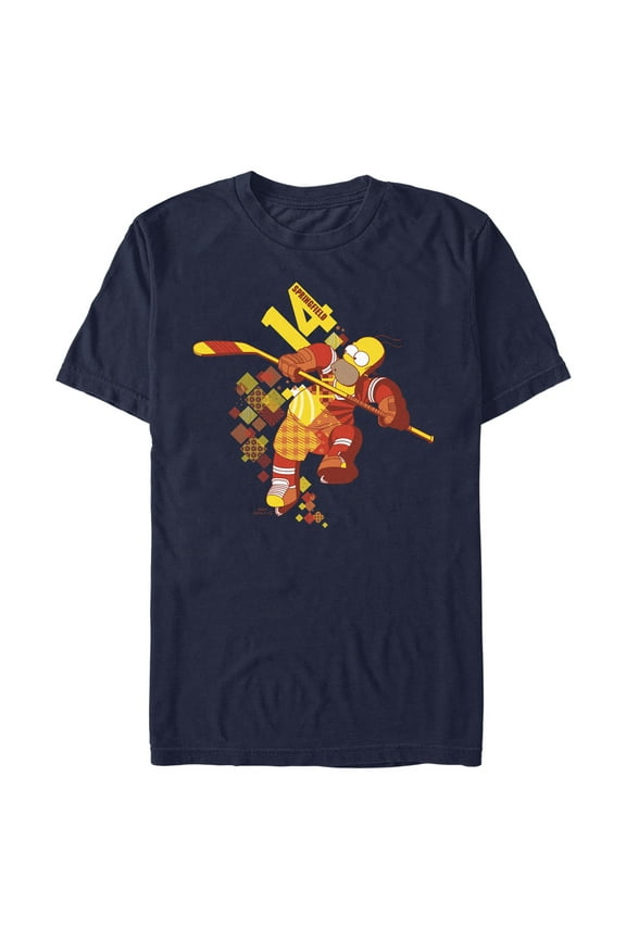 Men's The Simpsons Homer Springfield Hockey Gear Graphic Tee Navy Blue Medium