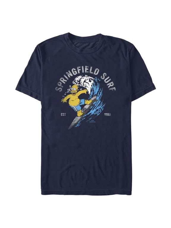 Men's The Simpsons Homer Springfield Surf Graphic Tee Navy Blue X Large