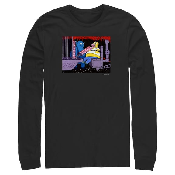 Men's The Simpsons Homer and the Devil Long Sleeve Shirt Black Large