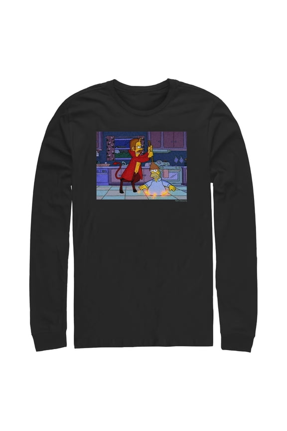 Men's The Simpsons Homer in Hell  Long Sleeve Shirt Black X Large