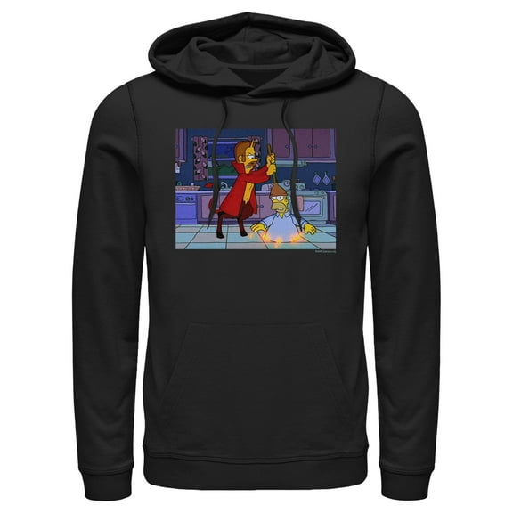 Men's The Simpsons Homer in Hell  Pull Over Hoodie Black Medium