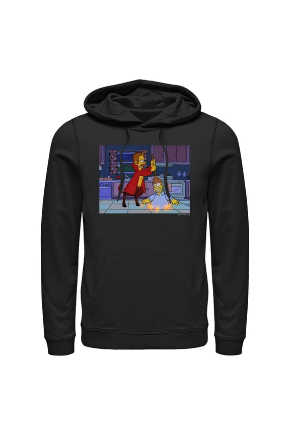 Men's The Simpsons Homer in Hell  Pull Over Hoodie Black Medium