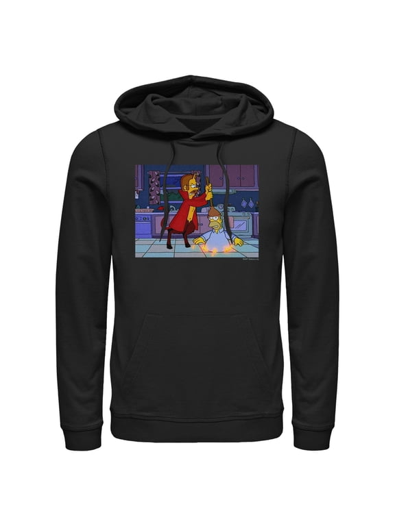 Men's The Simpsons Homer in Hell Pull Over Hoodie Black X Large