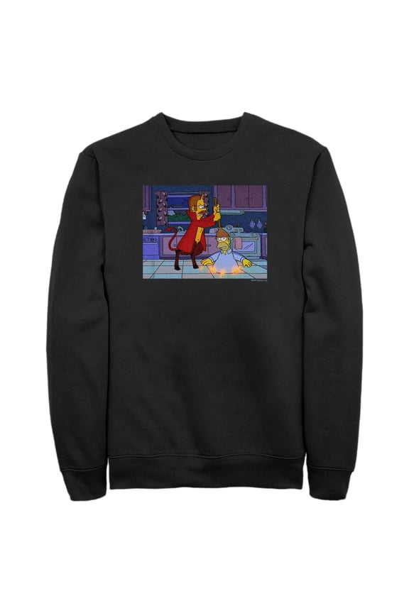 Men's The Simpsons Homer in Hell  Sweatshirt Black 3X Large