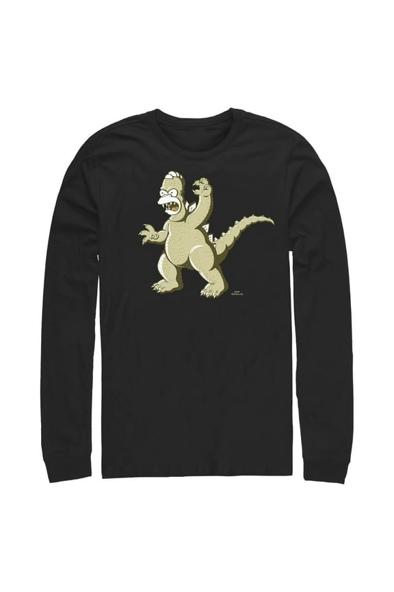 Men's The Simpsons Homerzilla  Long Sleeve Shirt Black Large