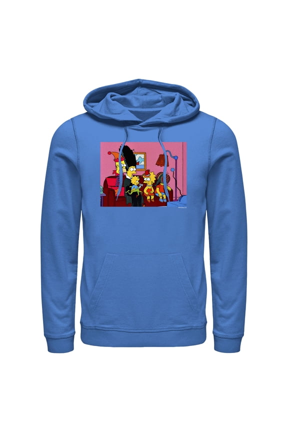 Men's The Simpsons Horror Family Couch Pull Over Hoodie Royal Blue Small