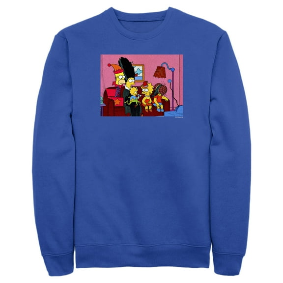 Men's The Simpsons Horror Family Couch  Sweatshirt Royal Blue 2X Large
