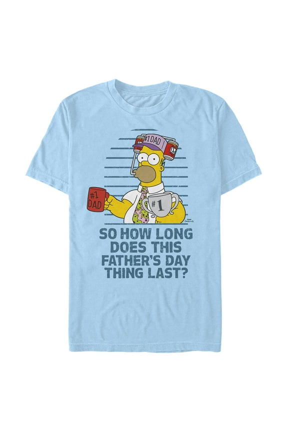 Men's The Simpsons How Long Does Father's Day Last? Graphic Tee Light Blue 3X Large