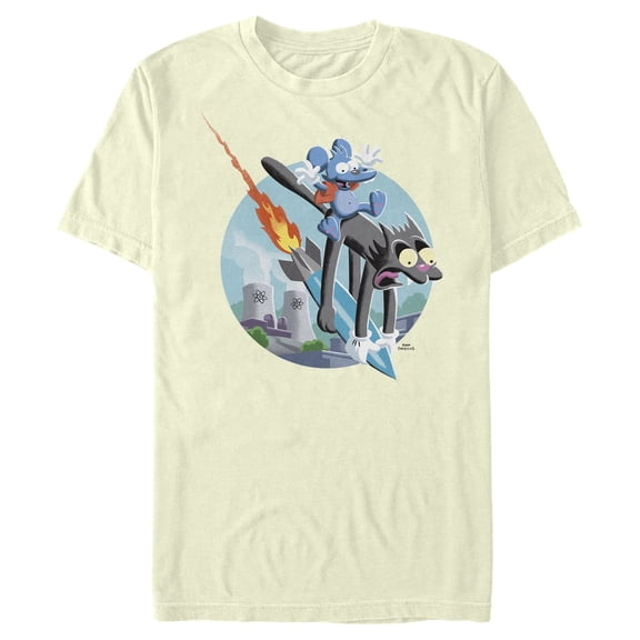 Men's The Simpsons Itchy & Scratchy Ride the Missile Graphic Tee Beige Medium