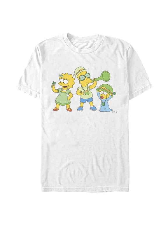 Men's The Simpsons Lisa, Bart and Maggie Clover Party Graphic T-Shirt