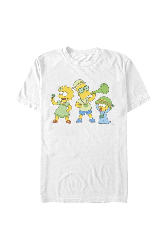 Men's The Simpsons Lisa, Bart and Maggie Clover Party Graphic T-Shirt