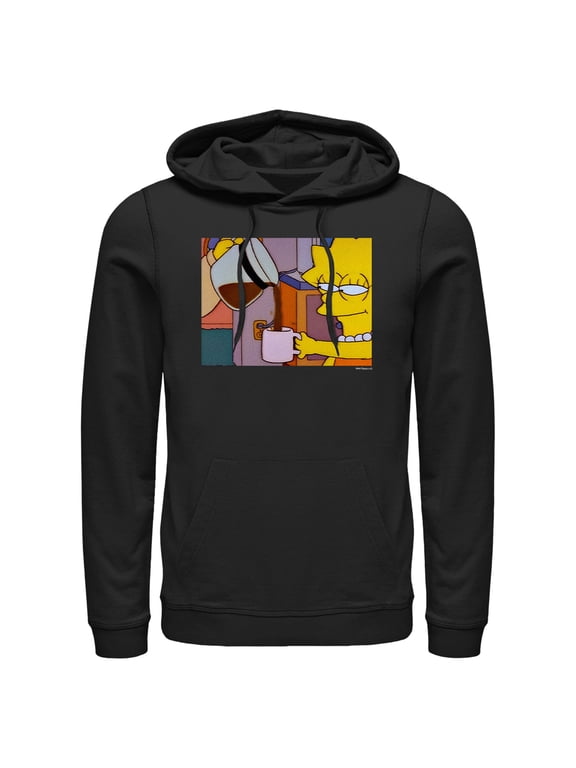 Men's The Simpsons Lisa Coffee Pull Over Hoodie Black 2X Large