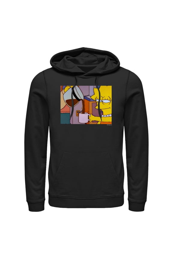 Men's The Simpsons Lisa Coffee Pull Over Hoodie Black Large