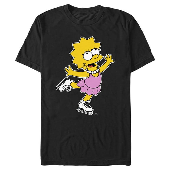 Men's The Simpsons Lisa Ice Skate Dance  Graphic Tee Black Large