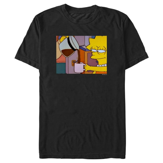 Men's The Simpsons Lisa Needs COFFEE, Sleepy Eyes Wake Up Graphic Tee Black 3X Large
