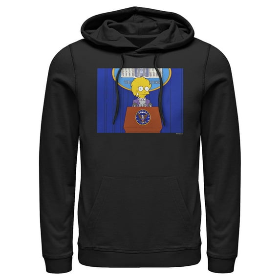 Men's The Simpsons Lisa for President Pull Over Hoodie Black 2X Large