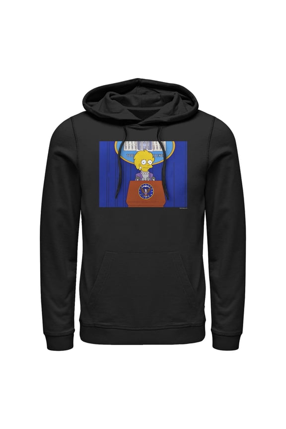 Men's The Simpsons Lisa for President Pull Over Hoodie Black 3X Large