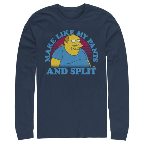 Men's The Simpsons Make Like my Pants and Split  Long Sleeve Shirt Navy Blue Medium