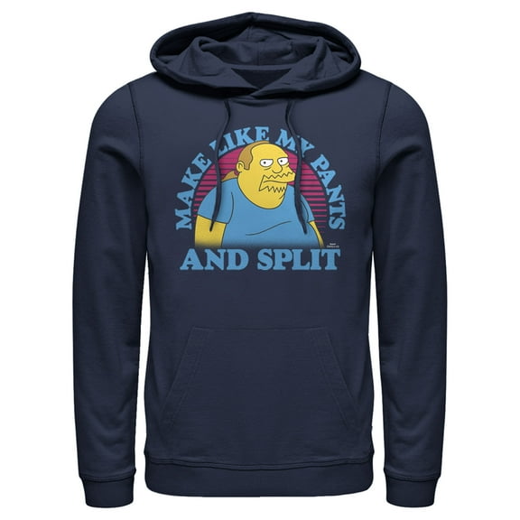 Men's The Simpsons Make Like my Pants and Split  Pull Over Hoodie Navy Blue 2X Large