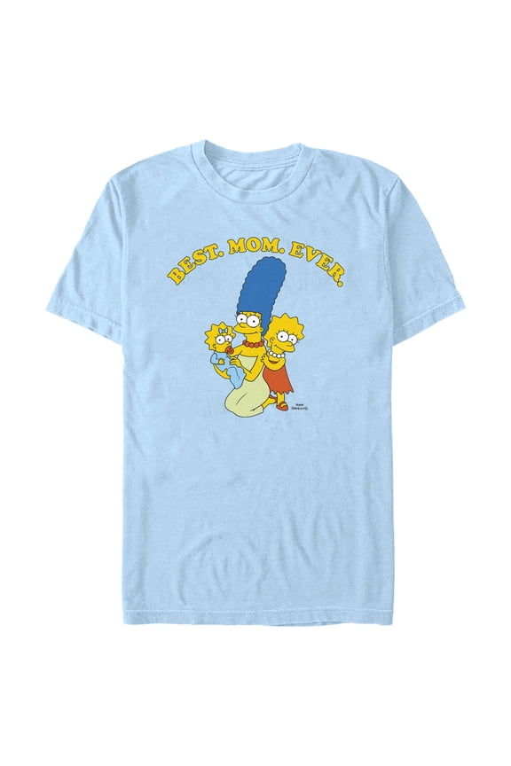 Men's The Simpsons Marge Best Mom Ever Black Graphic Tee Light Blue 3X Large