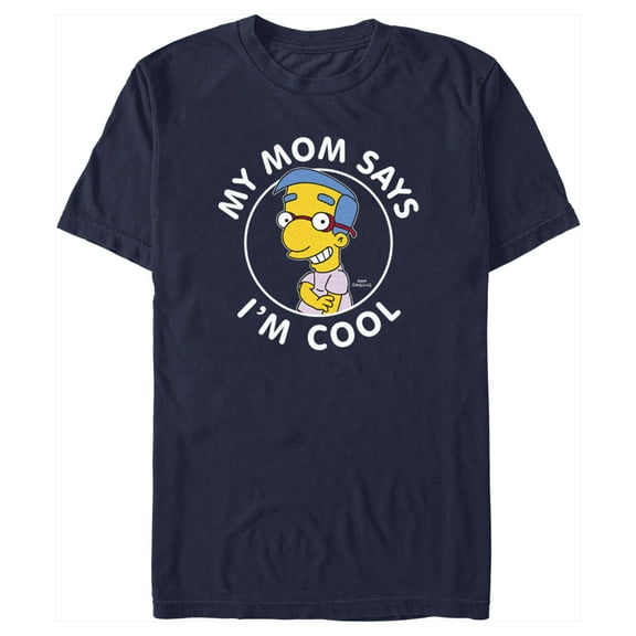 Men's The Simpsons Millhouse My Mom Says I'm Cool  Graphic Tee Navy Blue 3X Large