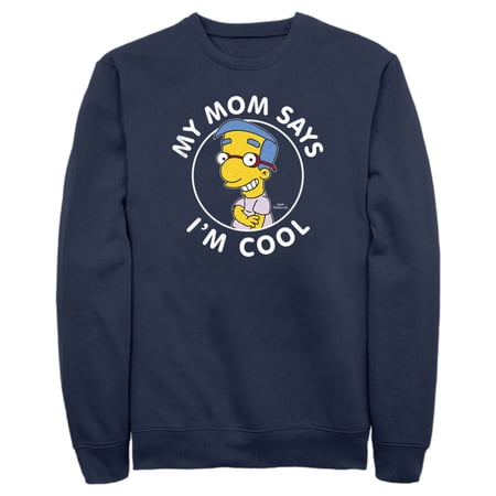 Men's The Simpsons Millhouse My Mom Says I'm Cool Sweatshirt Navy Blue 2X Large
