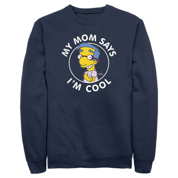 Men's The Simpsons Millhouse My Mom Says I'm Cool  Sweatshirt Navy Blue 2X Large