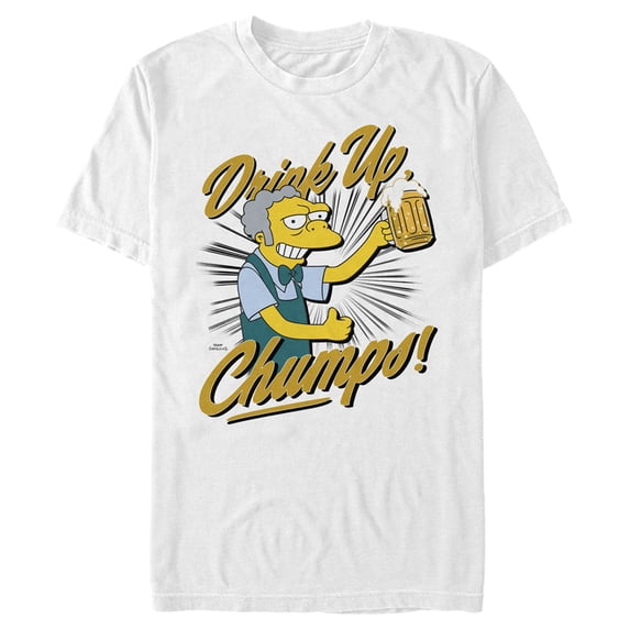 Men's The Simpsons Moe Drink Up Chumps Graphic Tee White 1X Big Tall