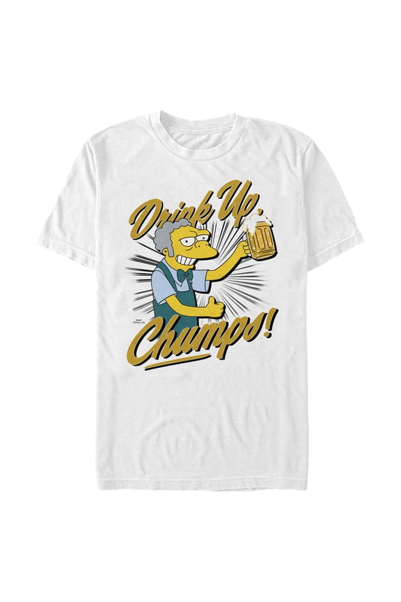 Men's The Simpsons Moe Drink Up Chumps Graphic Tee White Large Tall