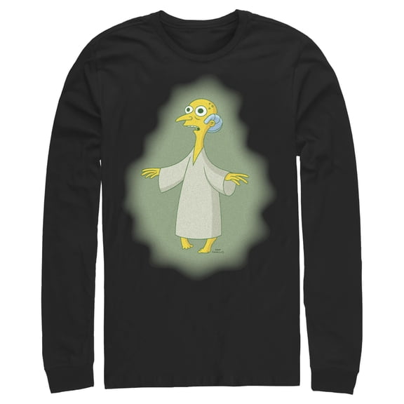 Men's The Simpsons Mr. Burns Alien Long Sleeve Shirt Black Small