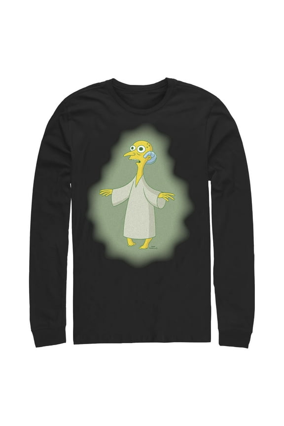 Men's The Simpsons Mr. Burns Alien  Long Sleeve Shirt Black X Large