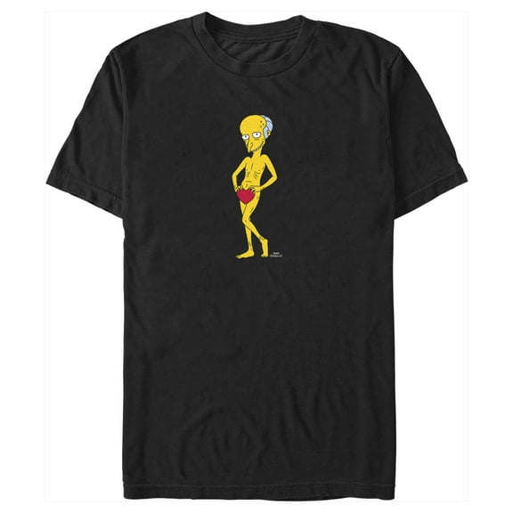 Men's The Simpsons Mr. Burns Heart  Graphic Tee Black Medium