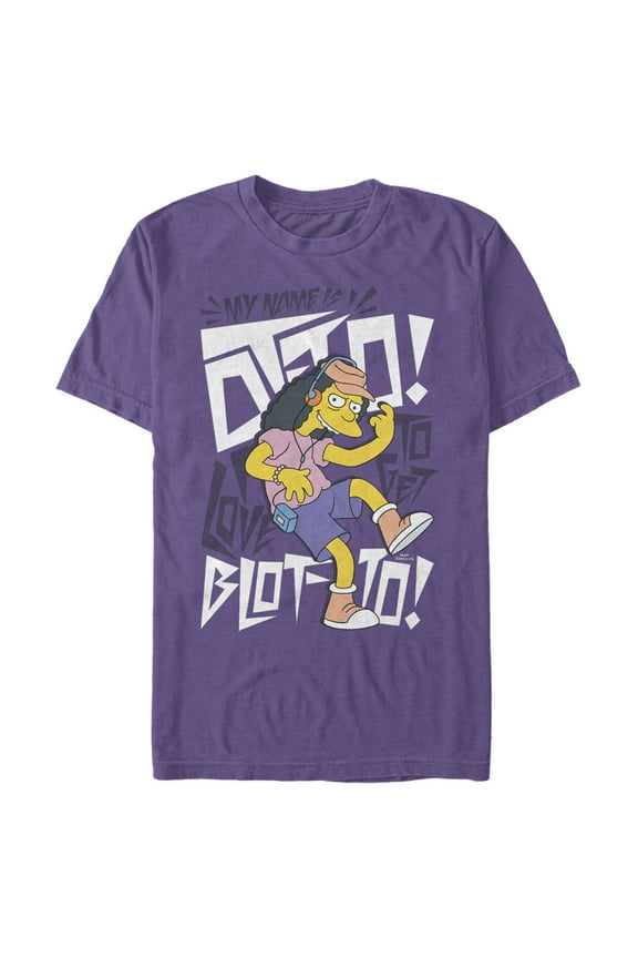 Men's The Simpsons My Name is Otto I Love to Get Blotto Graphic Tee Purple X Large