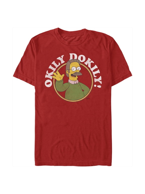 Men's The Simpsons Ned Flanders Okily Dokily Graphic Tee Red X Large