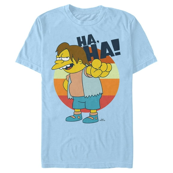 Men's The Simpsons Nelson Laugh Graphic Tee Light Blue Medium