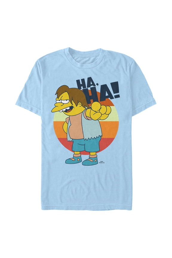 Men's The Simpsons Nelson Laugh Graphic Tee Light Blue Small