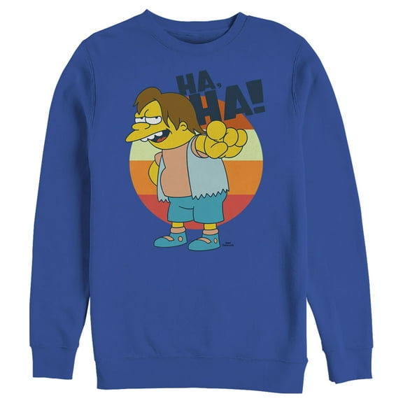 Men's The Simpsons Nelson Laugh  Sweatshirt Royal Blue Small