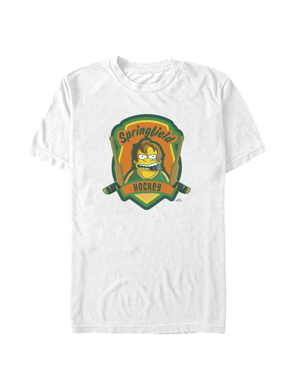 Men's The Simpsons Nelson Springfield Hockey Graphic Tee White X Large