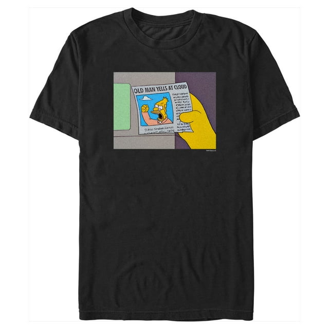 Men's The Simpsons Old Man Yells  Graphic Tee Black Medium