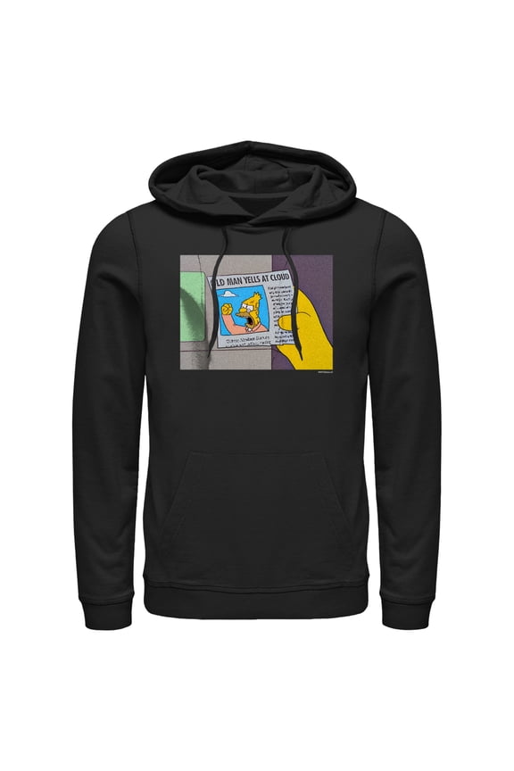 Men's The Simpsons Old Man Yells Pull Over Hoodie Black Medium