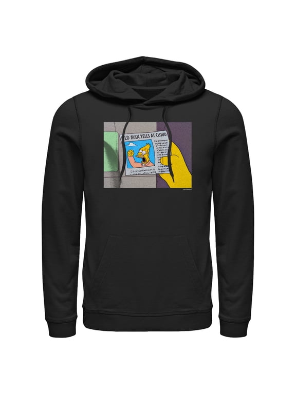 Men's The Simpsons Old Man Yells Pull Over Hoodie Black Medium