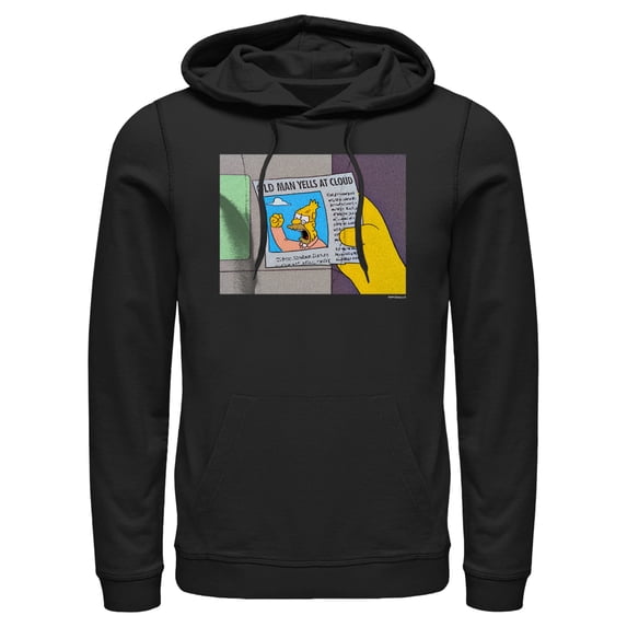 Men's The Simpsons Old Man Yells Pull Over Hoodie Black X Large