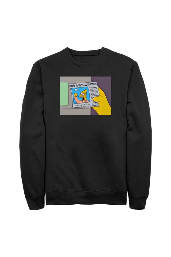Men's The Simpsons Old Man Yells  Sweatshirt Black X Large